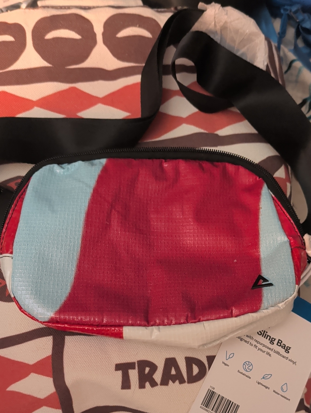 Rareform Red and Light Blue Zion Sling Bag Crossbody Bag NWT New Recyclable